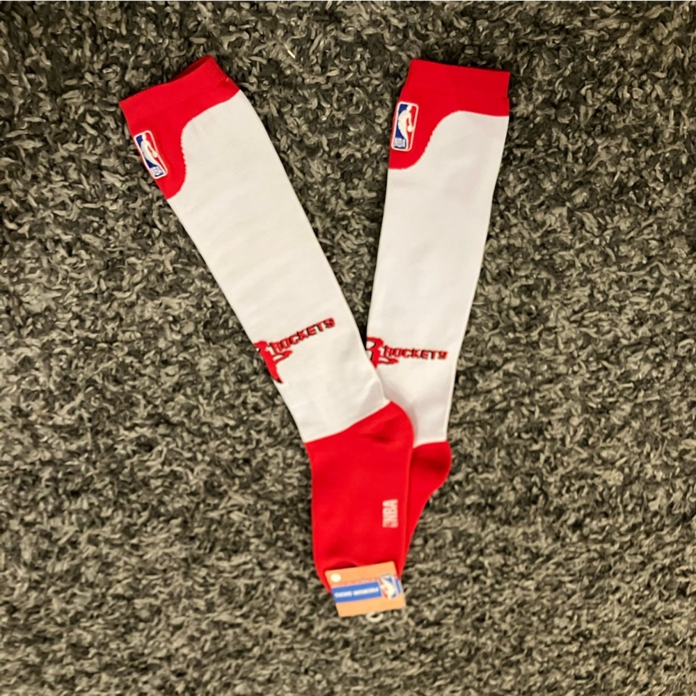 NBA premium socks. Red / white Houston rockets.  New!